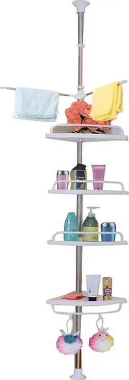 ركنة حمام سيليكون واستانلس 4 أرفف - أبيض