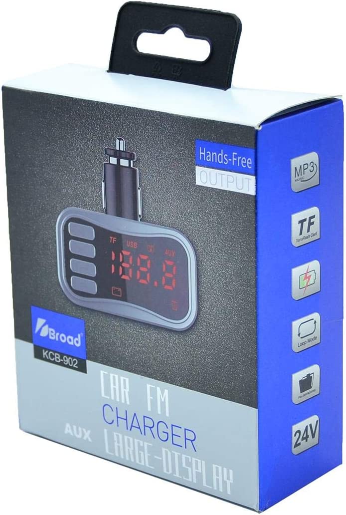 شاحن سيارة سريع صغير للموبايل والتابلت ومشغل إم بي ثري،  يو إس بي وبلوتوث، أسود KCB-902