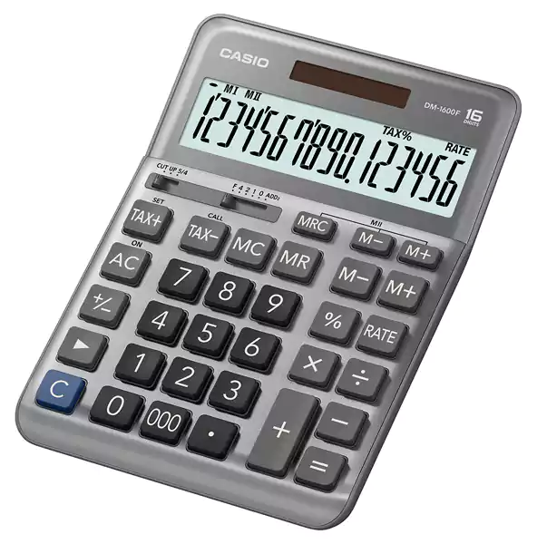 آلة حاسبة للمكتب من كاسيو DM-1600F-W-DP  فضي