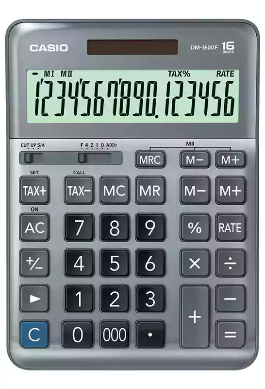 آلة حاسبة للمكتب من كاسيو DM-1600F-W-DP  فضي
