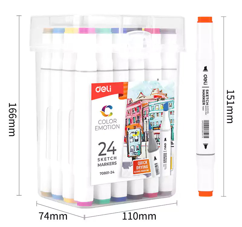 قلم ماركر ديلي سن مزدوج مشطوف وعادي، ثابت، ألوان متعددة، 70807