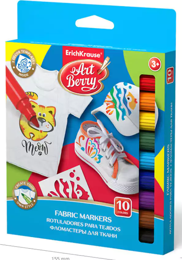 مجموعة ألوان قماش  فلوماستر إيريك كراوز، 10 لون ،  ألوان ثابتة،  ألوان متعددة