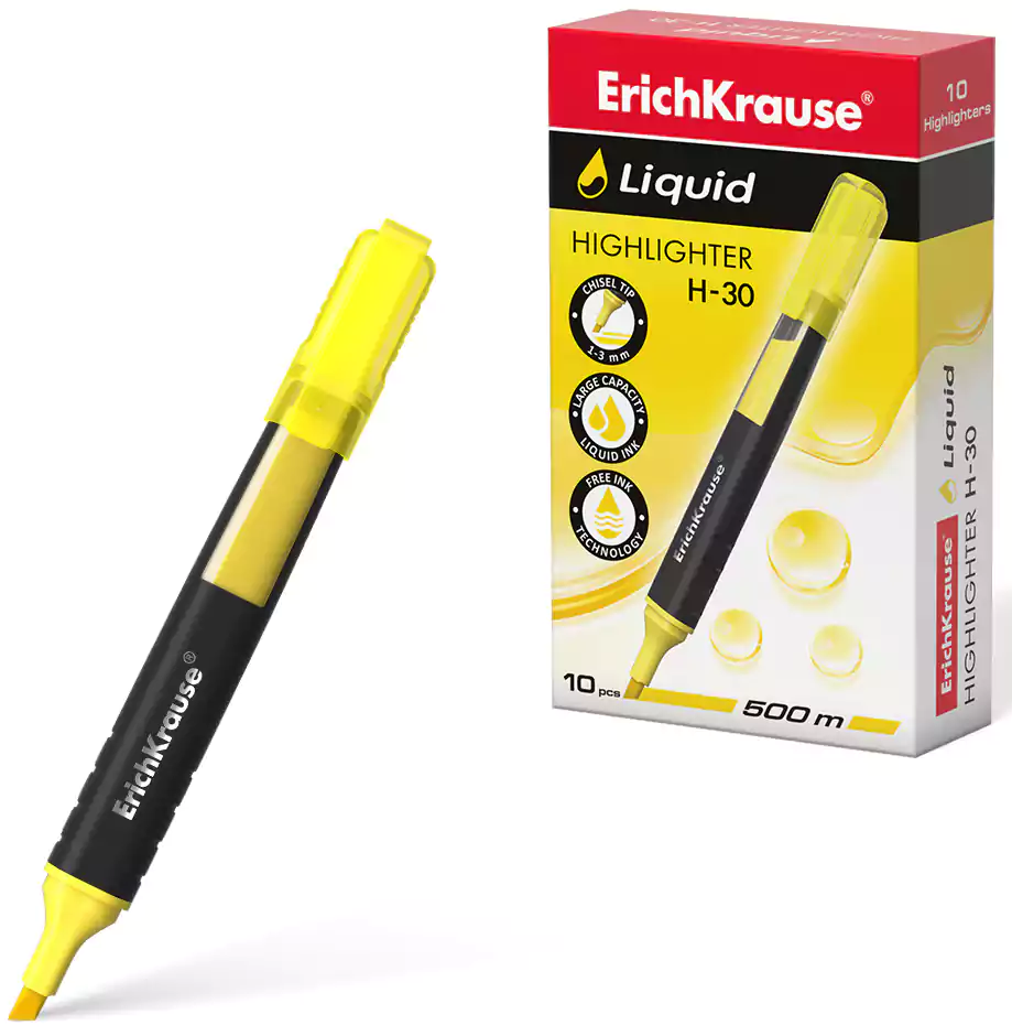 قلم هايلايتر إيرك كراوس فسفوري، أصفر، سن مشطوف