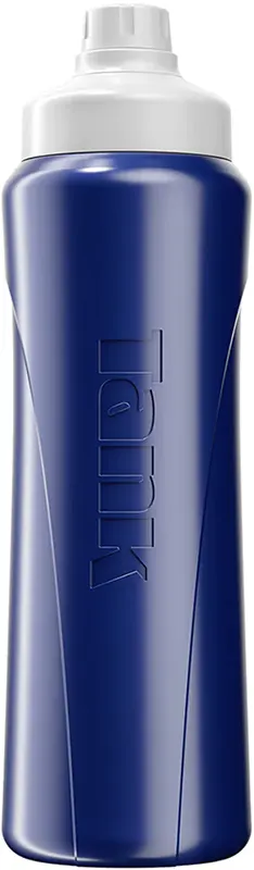 زجاجة مياه حافظة للبرودة من تانك سوبر كول، 1 لتر، غطاء لف، أزرق