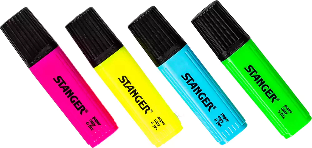 قلم هايلايتر ستانجر فسفوري، ألوان متعددة، سن مشطوف، V323