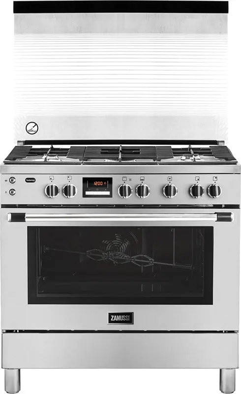 Zanussi Taste Max Cooker, 90 x 60 cm, 5 Burners, Full Safety, Digital Display, Fan, Stainless Steel, ZCG92686XA