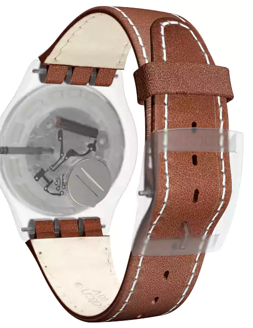ساعة سواتش رجالي، عقارب، سوار جلد، بني،  SUOK709