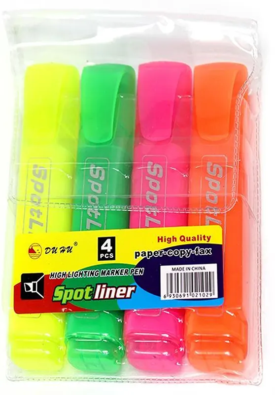 قلم هايلايتر سبوت لاينر فسفوري، ألوان متعددة، سن مشطوف