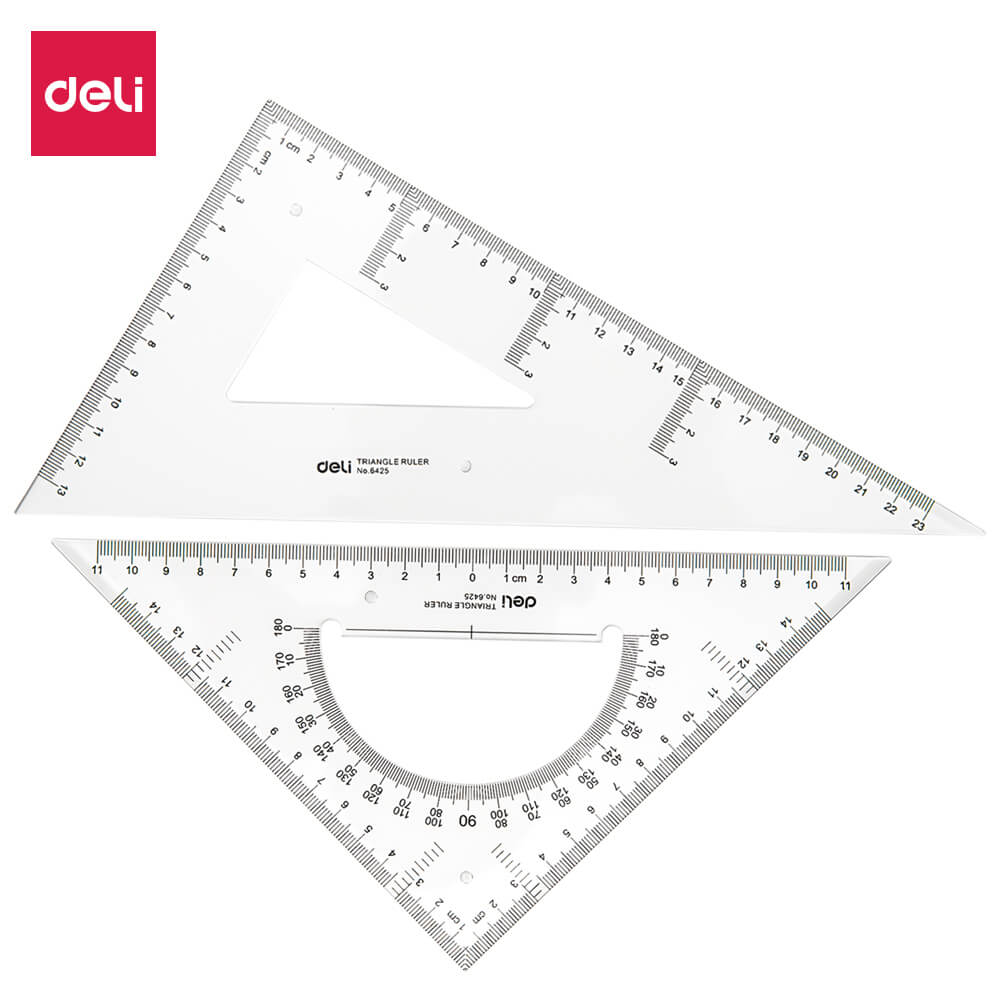 مثلث هندسي  ديلي زوايا 30-60 +45، الحجم الكبير، شفاف 6425