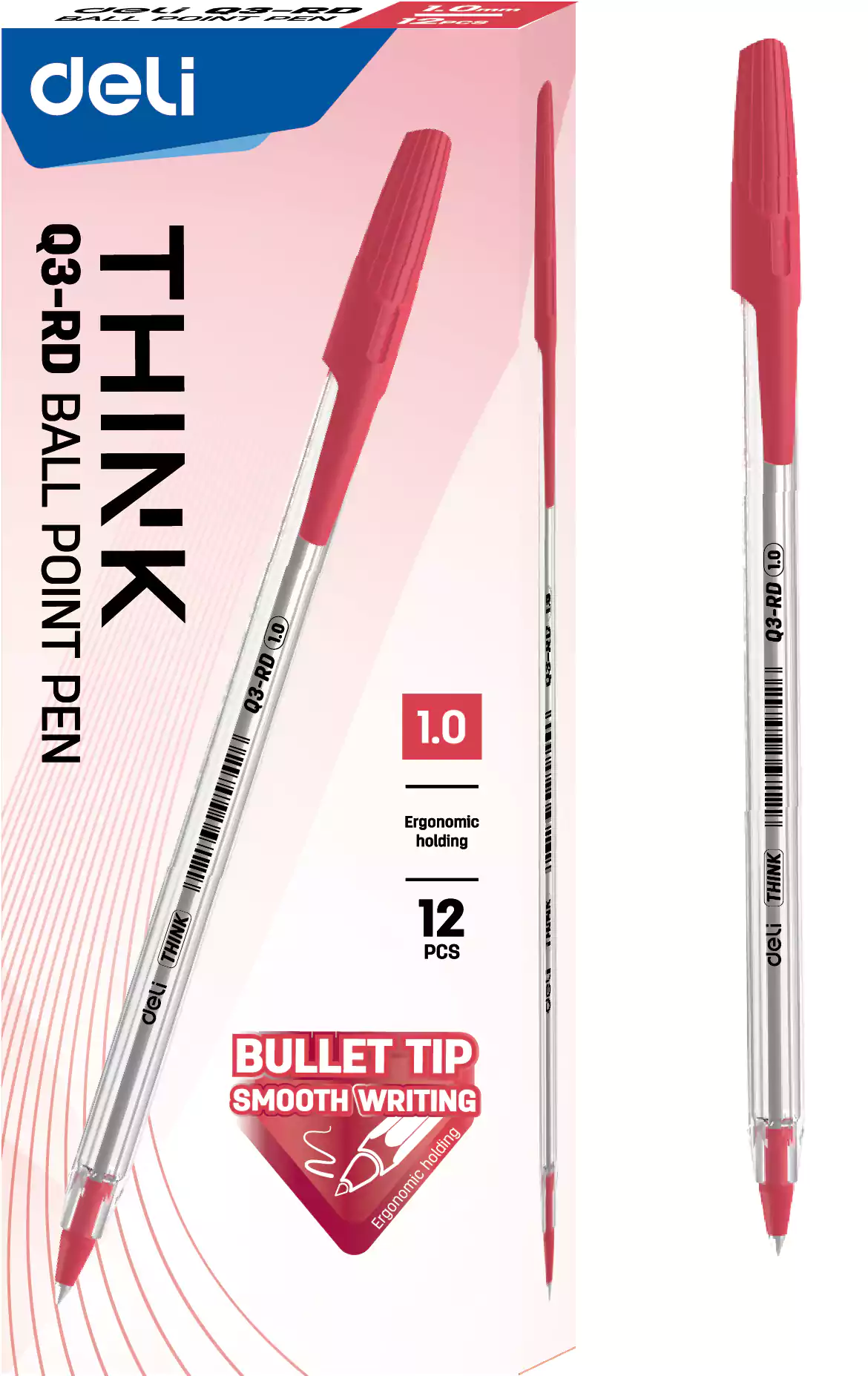 قلم جاف احمر شفاف ديلى Q3-RD 1.0