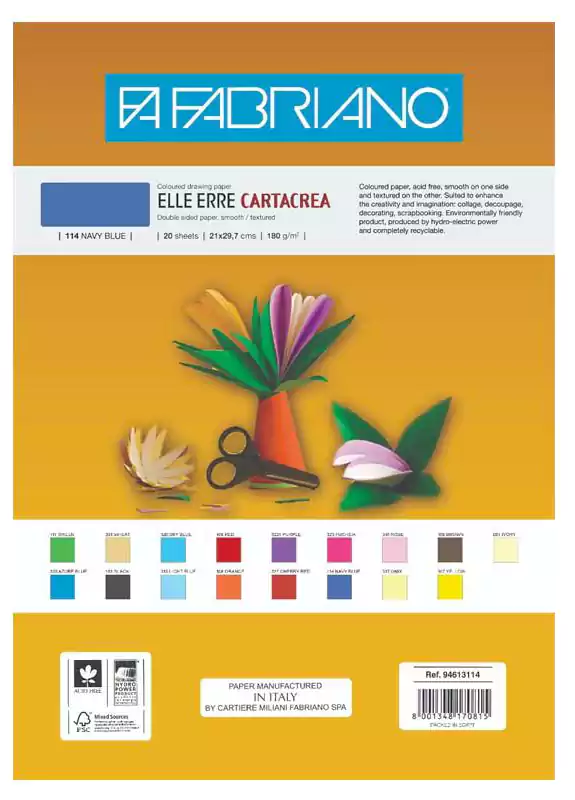 اسكتش للرسم ايلي اير من فبريانو، 21 x29.7 سم، 180 جم، 20 ورقة، أزرق داكن