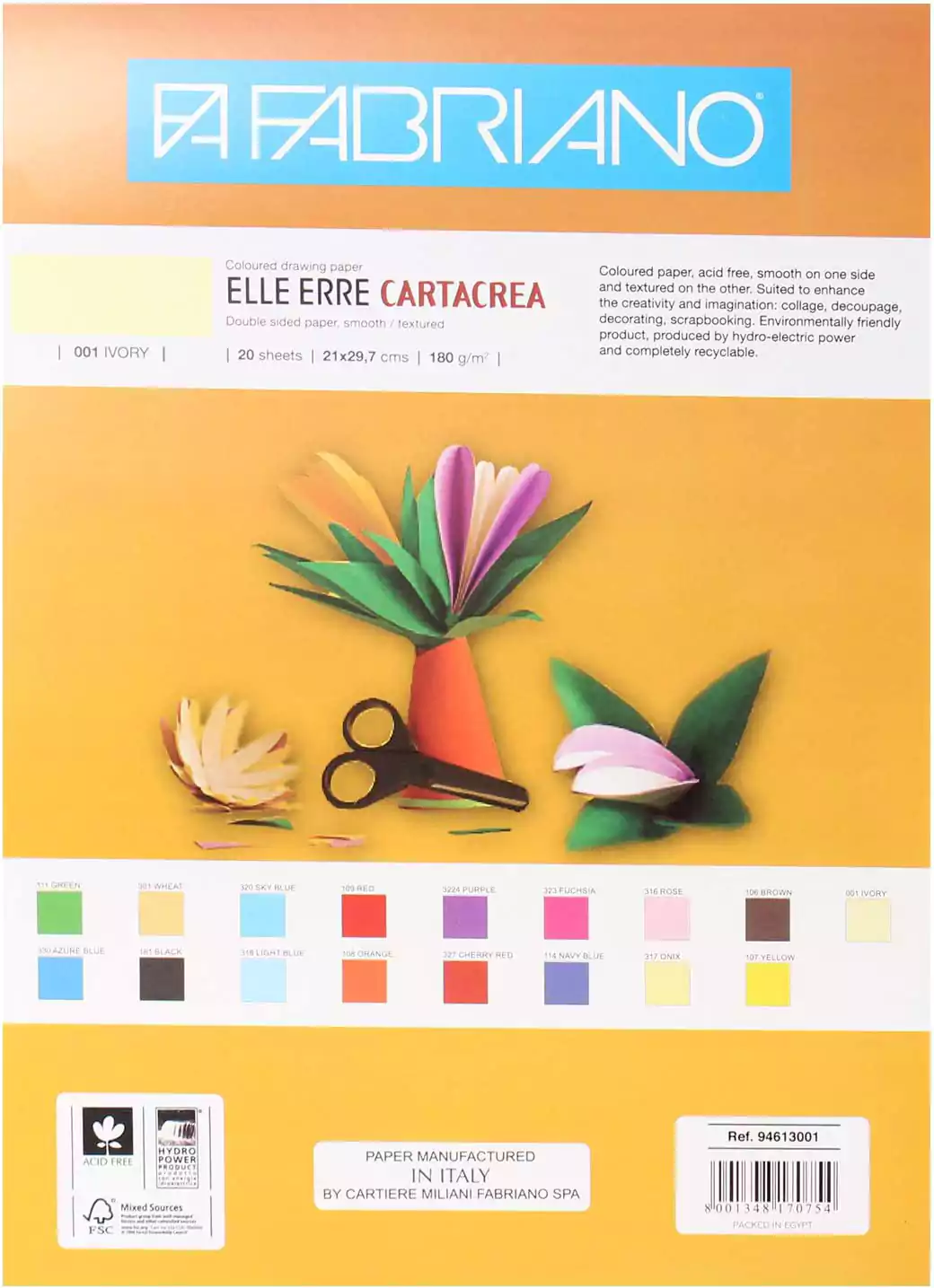 ورق للرسم ايلي اير من فبريانو، 21x29.7 سم، 180 جم، 20 ورقة، أبيض عاجي