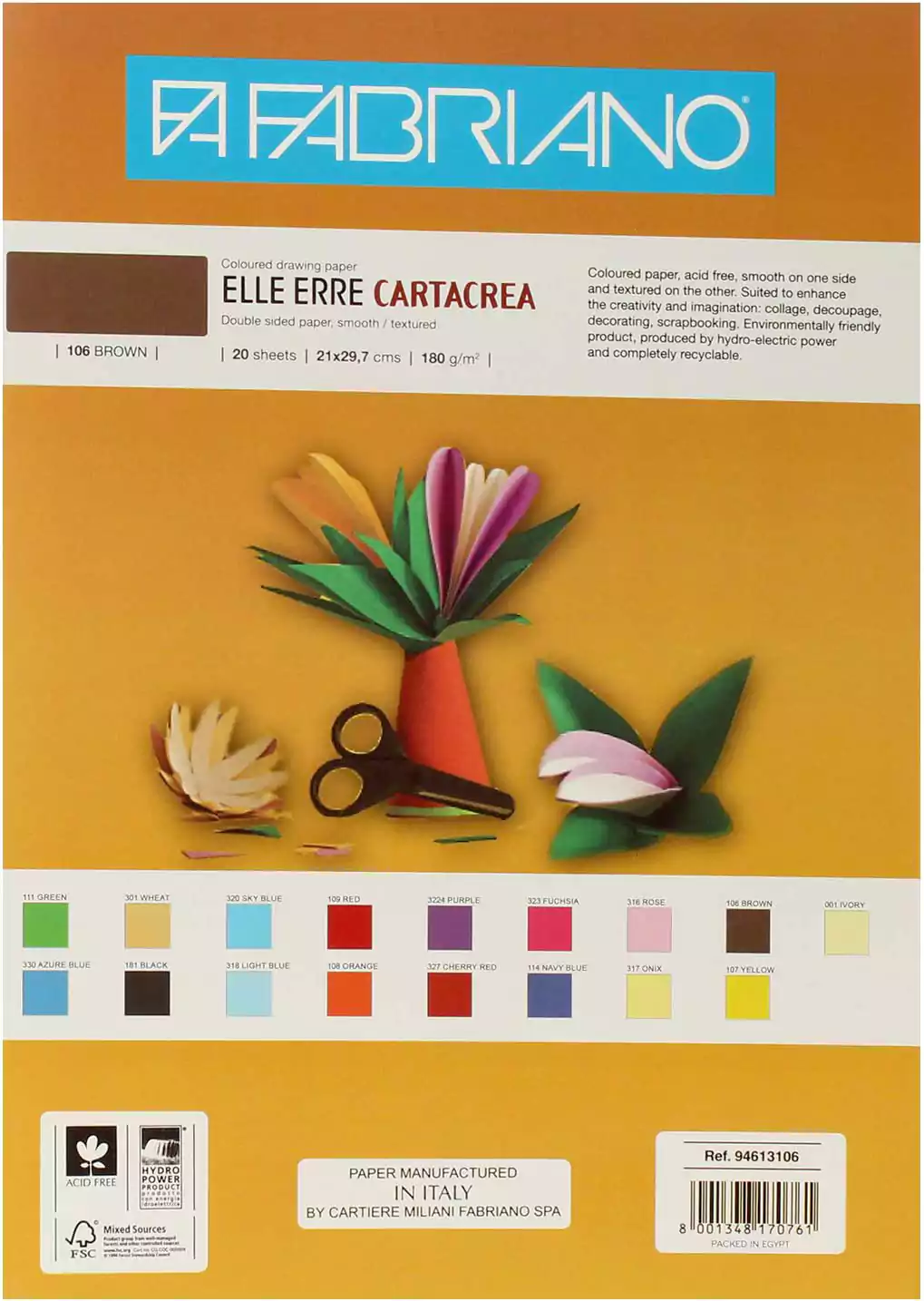 سكيتش للرسم ايلي اير من فبريانو، 21x29.7 سم، 180 جم، 20 ورقة، بني