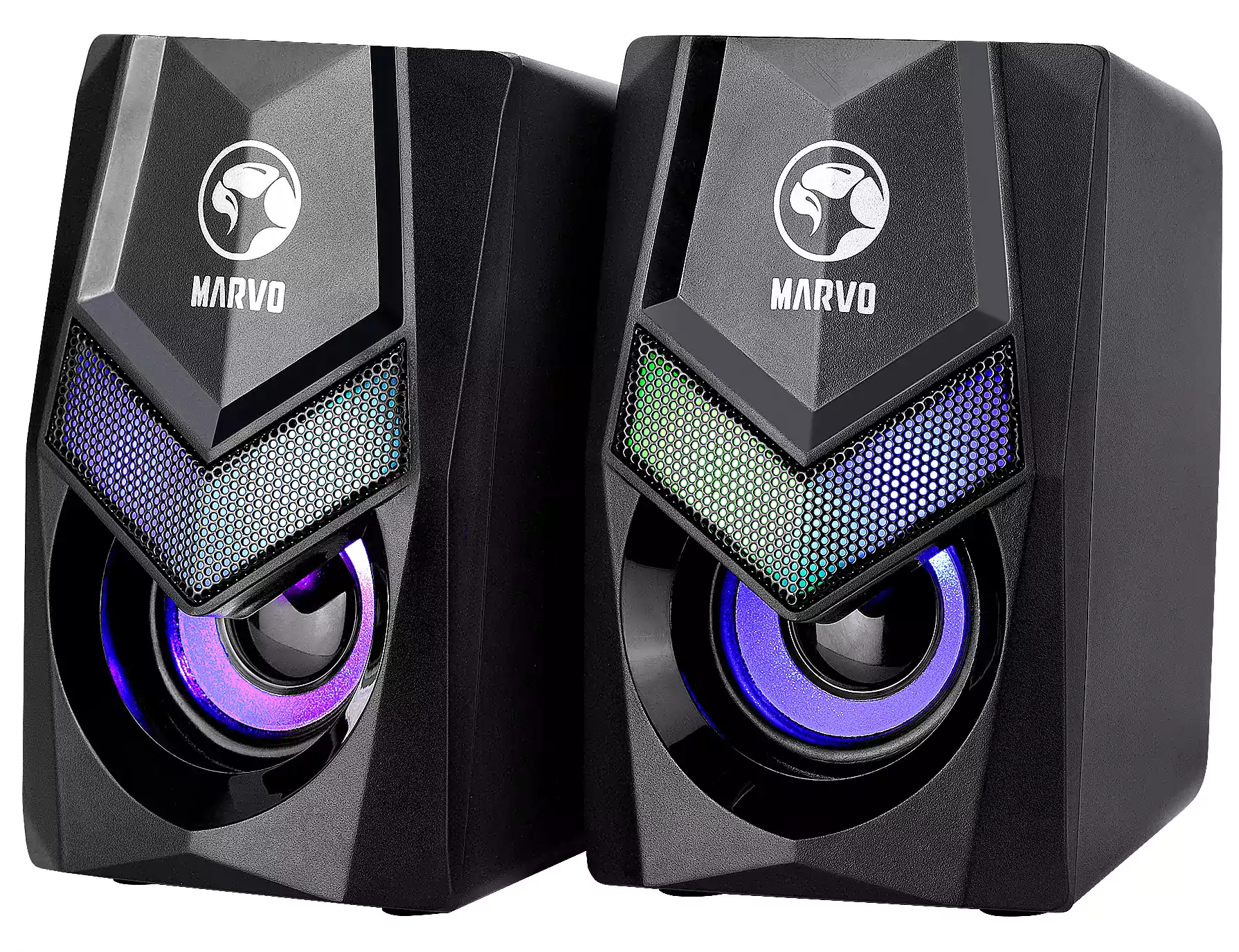 سماعات مارفو للالعاب،6 وات ،2 قطعة ،ضوء RGB،أسود،SG-118