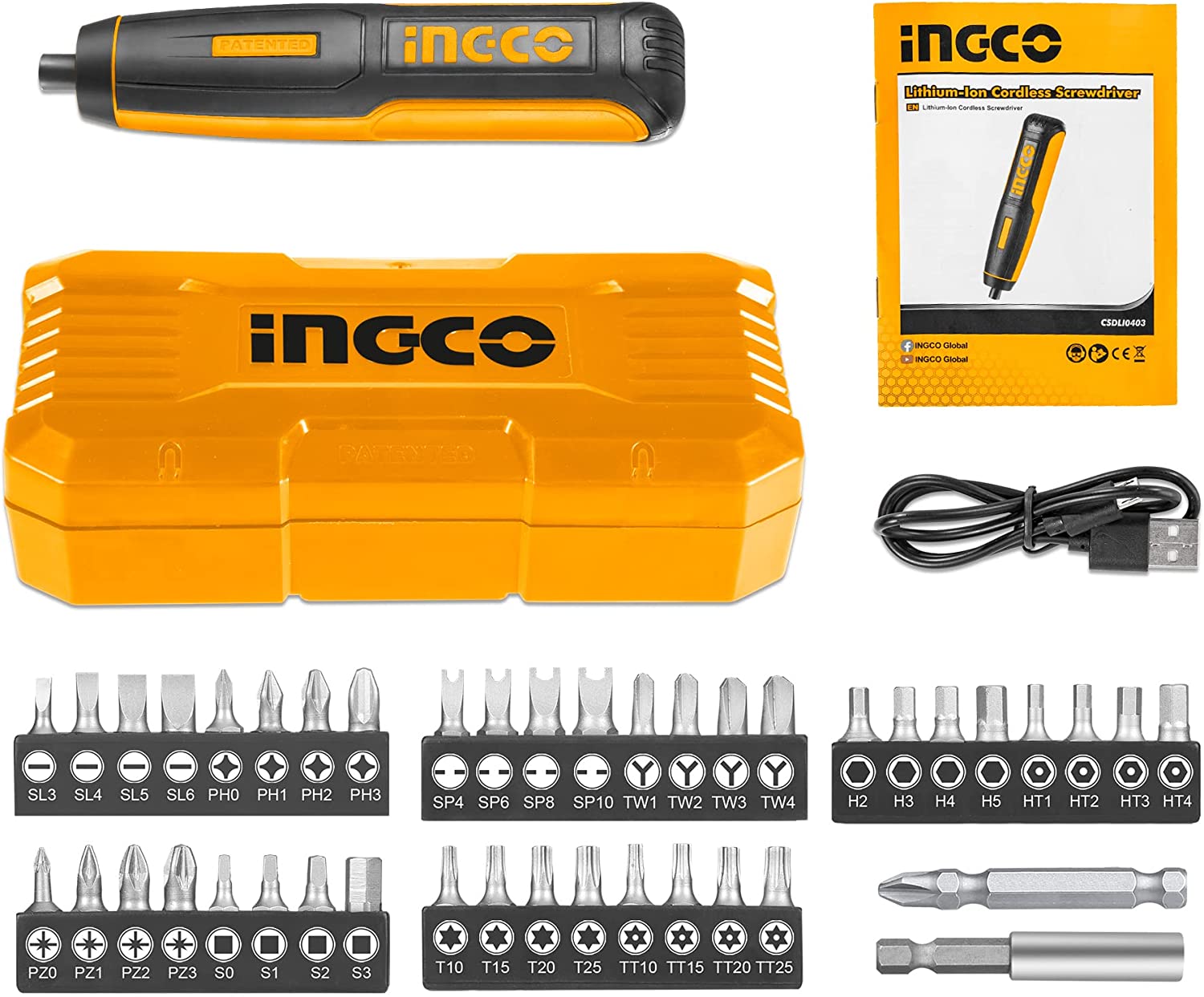Ingco Electric Screwdriver, 4V, 40 Pieces, CSDLI0403