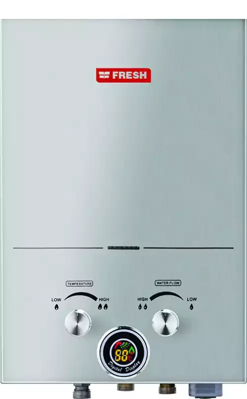 سخان مياه غاز فريش سبا، 6 لتر، غاز انبوبة، ديجيتال، فضي