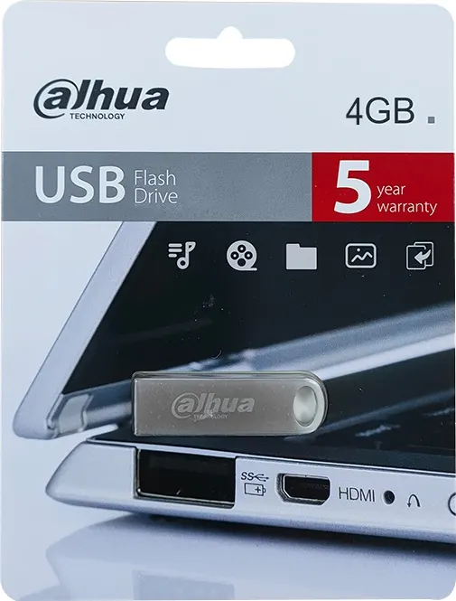 فلاش ميموري داهوا DHI ، بسعة 4 جيجابايت ، USB 2.0 ، فضي ، USB-U106-20-4GB