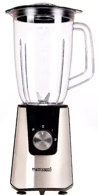 خلاط كهربائي ميديا تك، قدرة 600 وات، 1.5 لتر، مطحنة، كوب عصير، فضي  MT-B18