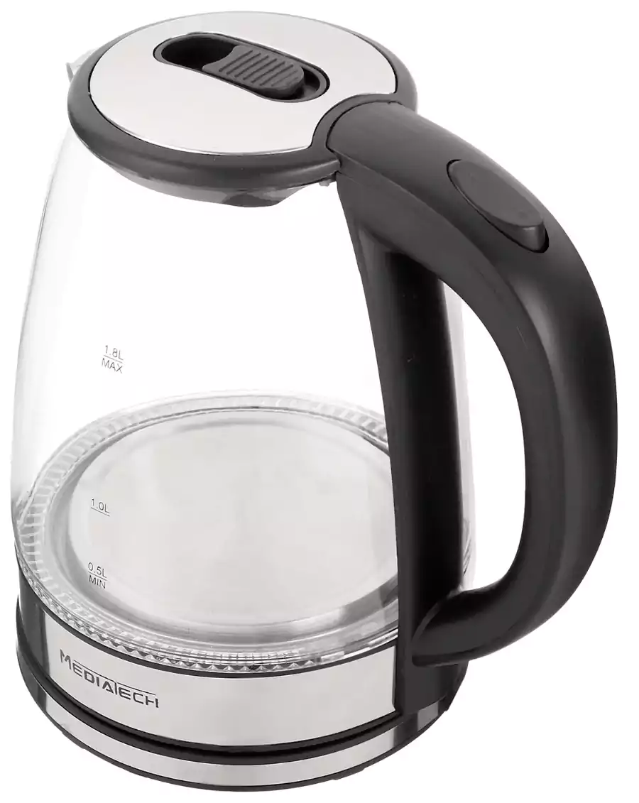 غلاية مياه كهربائية زجاج ميدياتيك، 1.8 لتر، 1500 وات، أسود × فضي، MT-K100