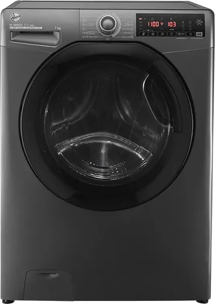 غسالة ملابس فول اوتوماتيك هوفر تحميل امامي ، 7 كيلو، 1100 لفة، بخار، أنفرتر، فضي، H3WS17TMF3R-ELA