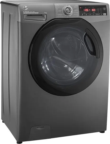 غسالة ملابس فول اوتوماتيك هوفر تحميل امامي ، 7 كيلو، 1100 لفة، بخار، أنفرتر، فضي، H3WS17TMF3R-ELA