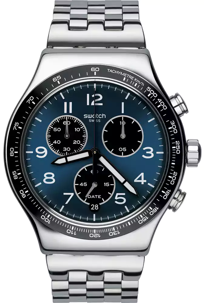 ساعة يد سواتش للرجال، عقارب، سيلفر  YVS423GC