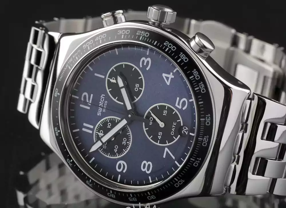 ساعة يد سواتش للرجال، عقارب، سيلفر  YVS423GC