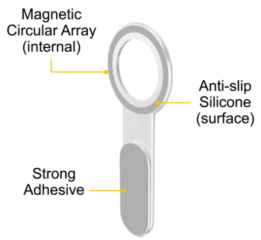 مثبت وحامل الهواتف الذكية مغناطيس باللاب توب، مانع اهتزاز وحامل موبايل متين وعالي الجودة، فضي SJ05-12