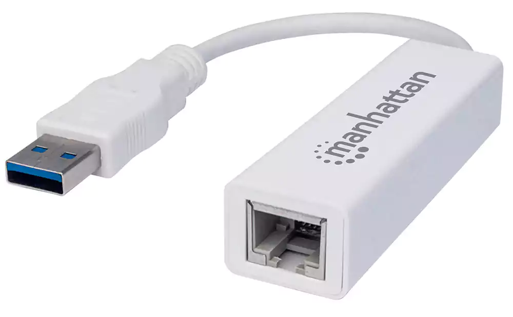 محول USB 3.0 الي RJ45 مانهاتن، سرعات 100-1000 ميجابايت، أبيض، CV266