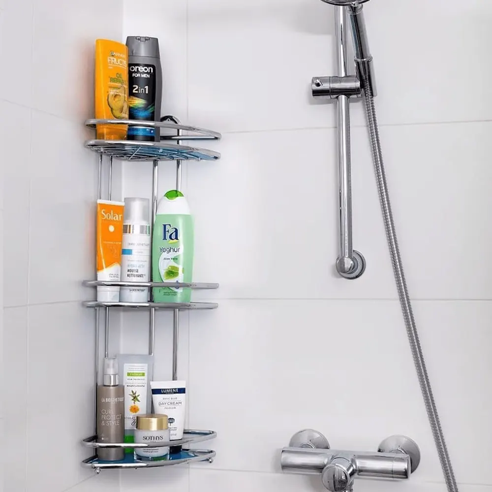 وحدة أرفف للتخزين والتنظيم معدن تثبت في المرحاض  3 أرفف - أزرق