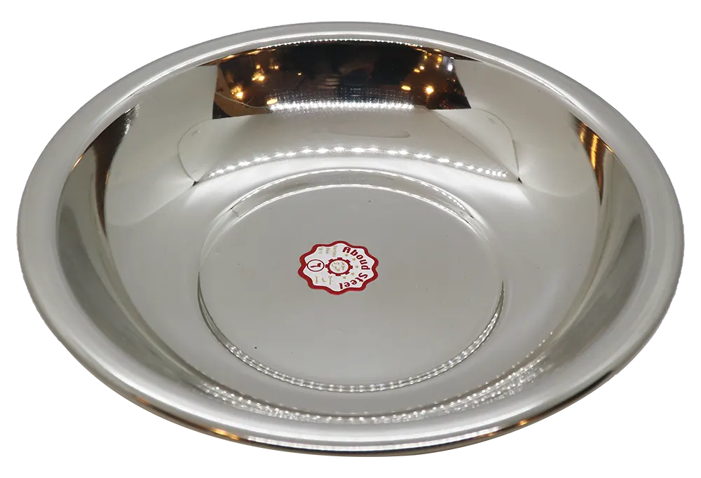 طبق استانلس غويط دائري من عبود، مقاس 6، سادة، فضي