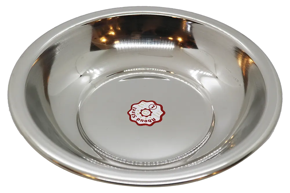 طبق استانلس غويط دائري من عبود، مقاس 4، سادة، فضي