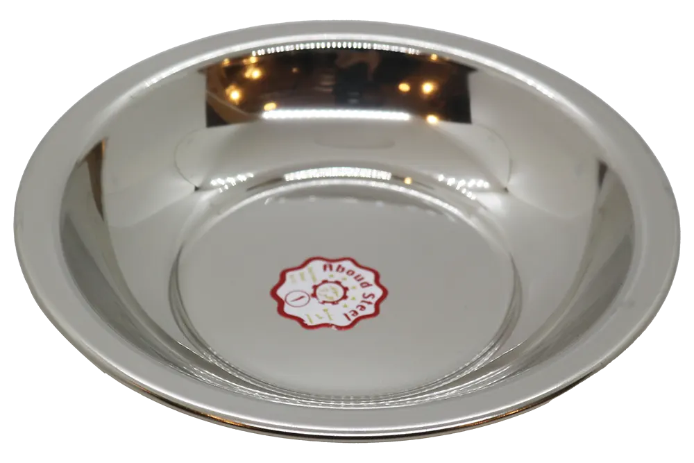 طبق استانلس غويط دائري من عبود، مقاس1، سادة، فضي