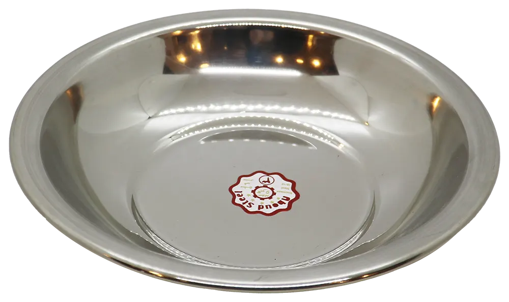 طبق مسطح استانلس دائري من عبود، مقاس3، سادة، فضي