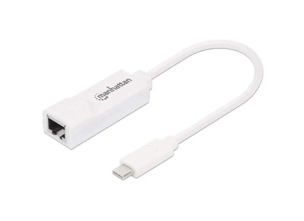 محول USB-C الي RJ45 مانهاتن، سرعات 100-1000 ميجابايت، أبيض، CV265