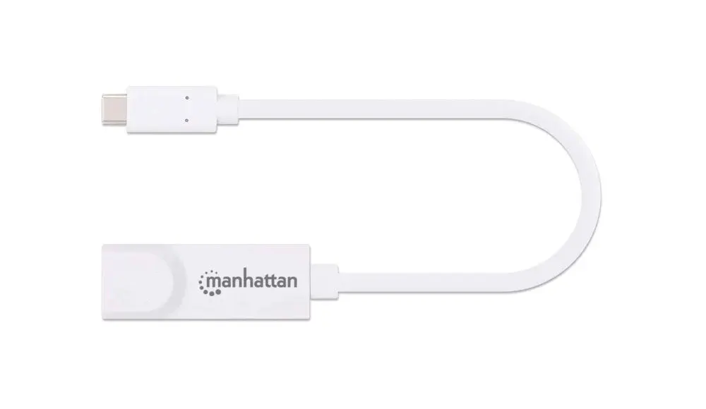 محول USB-C الي RJ45 مانهاتن، سرعات 100-1000 ميجابايت، أبيض، CV265