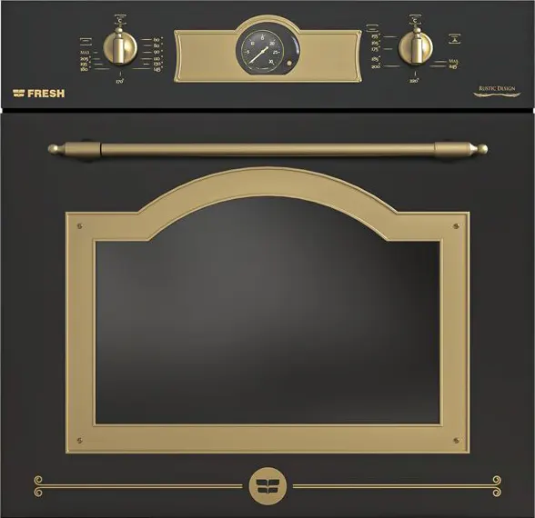 فرن بلت ان فريش روستيك 60 سم، غاز- كهرباء، 56 لتر، شواية، أسود×ذهبي ،  GEOFR60CMRB