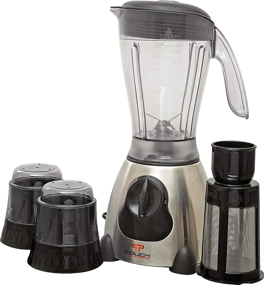 خلاط تاتش الزنوكي باور، 1000 وات، 1.7 لتر، 2 مطحنة، أسود 40501