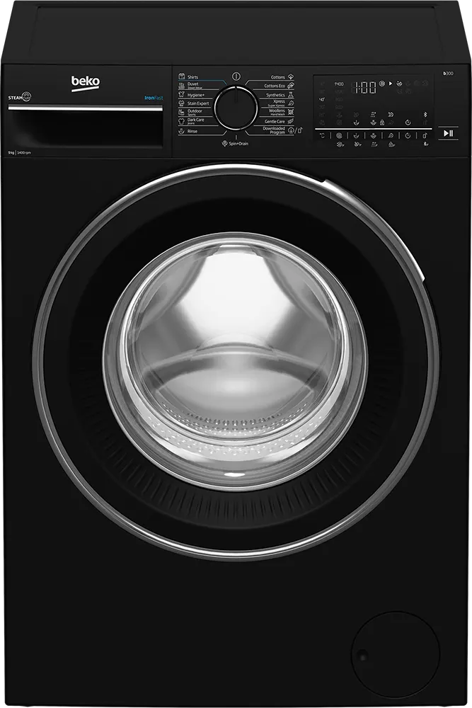 غسالة ملابس فول أتوماتيك بيكو، تحميل أمامي، 10 كجم، محرك ProSmart Inverter، أسود، B3WFU501040BCI