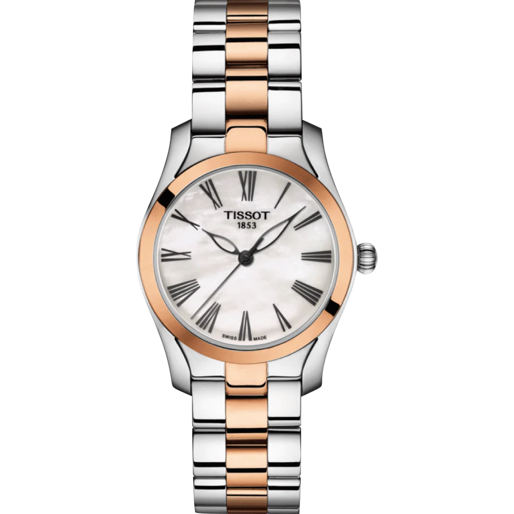 ساعة تيسوت نسائية، عقارب، سوار ستانلس ستيل، فضي، T112-210-22-113