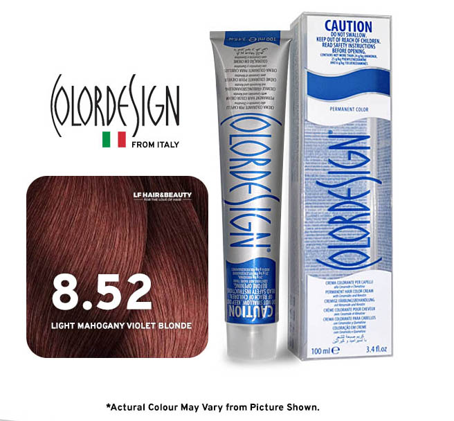 صبغة شعر دائمة من كولور ديزاين، 8.52 أشقر ماهوجني فاتح بنفسجي، 100 مل