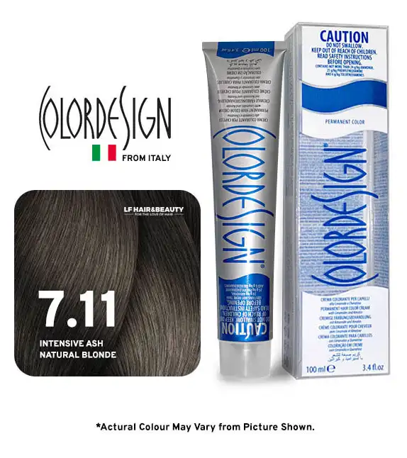 صبغة شعر دائمة من كولور ديزاين 7.11 أشقر رمادي كثيف طبيعي 100 مل