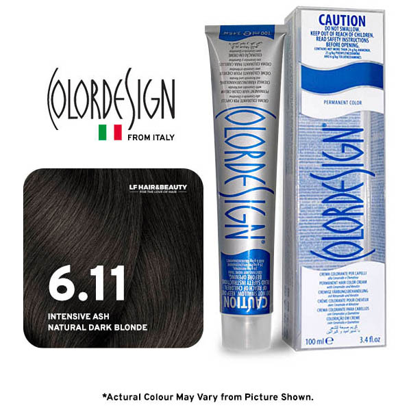 صبغة شعر دائمة من كولور ديزاين، 6.11 أشقر رمادي داكن طبيعي، 100 مل