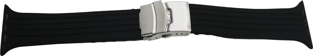 استيك ساعة بقفل، سيليكون، 42-44-45 مم ،اسود