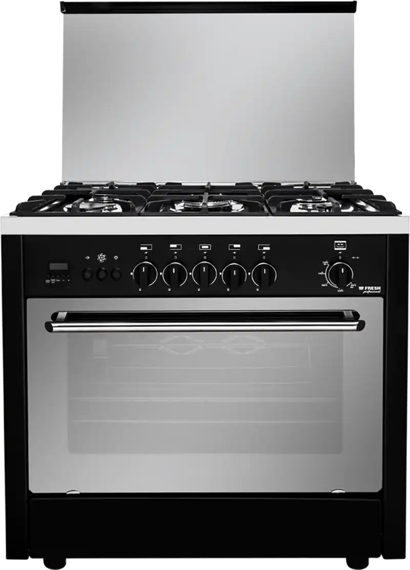 بوتاجاز فريش بروفيشنال كنترول، 90 × 60 سم، 5 شعلة، حوامل زهر، اسود