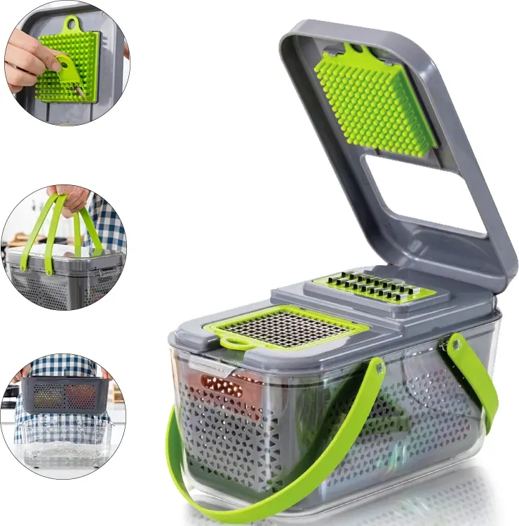 Manual onion and vegetable slicer, multi-purpose, green