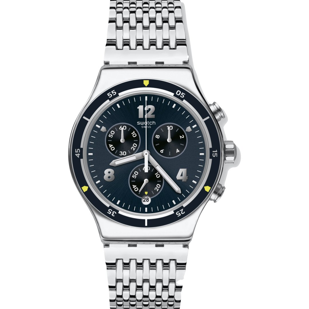 ساعة سواتش رجالي ، عقارب ،  سوار ستانلس ستيل  ، سيلفر YVS457G