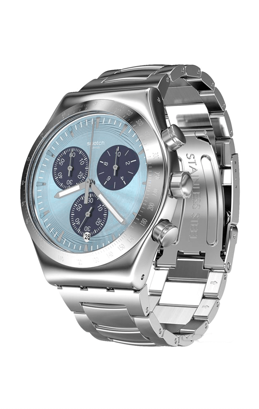 ساعة سواتش رجالي ، عقارب ،  سوار ستانلس ستيل  ، سيلفر YVS457G