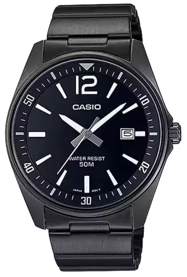Casio Watch for Men, Casual Watch, Analog, Stainless Steel Strap, Black MTP-E170B-1BVDF