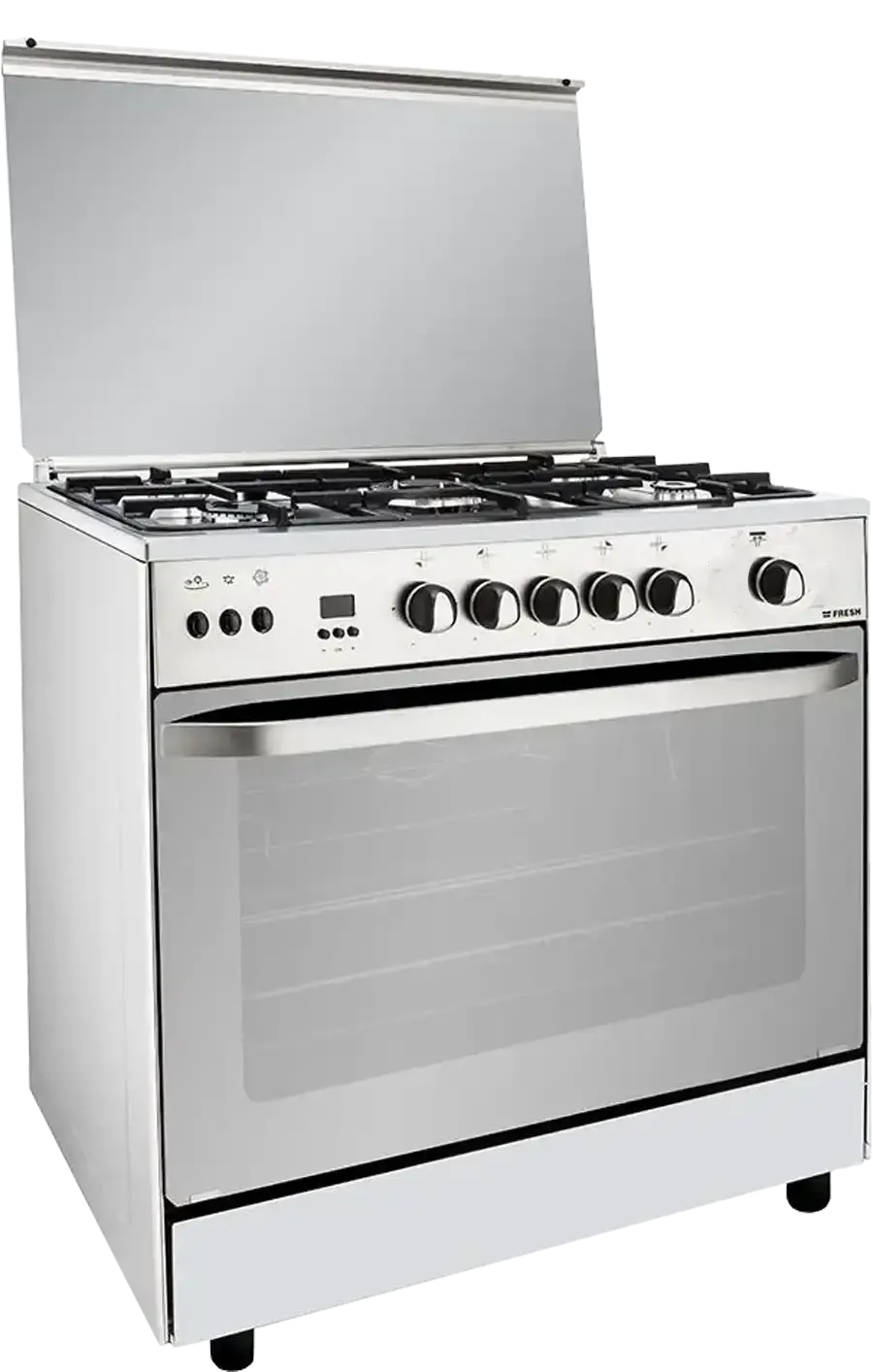 بوتاجاز فريش هامر، 80 × 55 سم، 5 شعلة، أمان كامل، تايمر ديجيتال، فضي